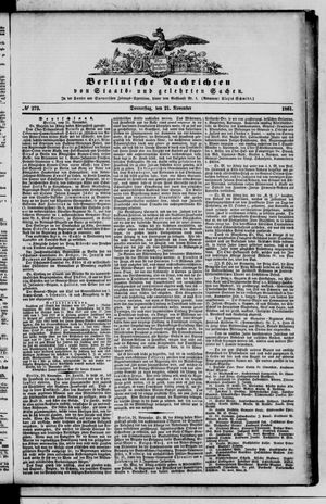 Berlinische Nachrichten von Staats- und gelehrten Sachen vom 21.11.1861