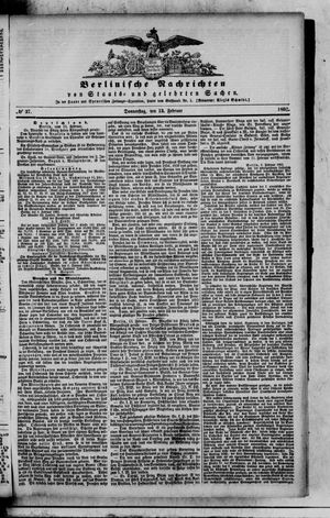 Berlinische Nachrichten von Staats- und gelehrten Sachen vom 13.02.1862