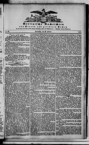 Berlinische Nachrichten von Staats- und gelehrten Sachen vom 20.02.1862