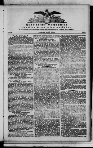 Berlinische Nachrichten von Staats- und gelehrten Sachen vom 27.02.1862