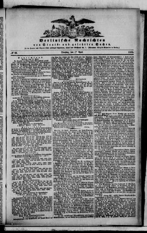 Berlinische Nachrichten von Staats- und gelehrten Sachen vom 15.04.1862