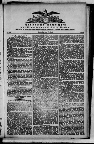 Berlinische Nachrichten von Staats- und gelehrten Sachen vom 17.04.1862