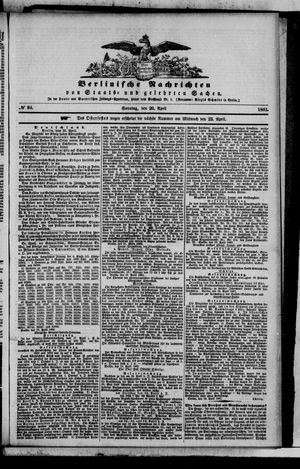 Berlinische Nachrichten von Staats- und gelehrten Sachen on Apr 20, 1862