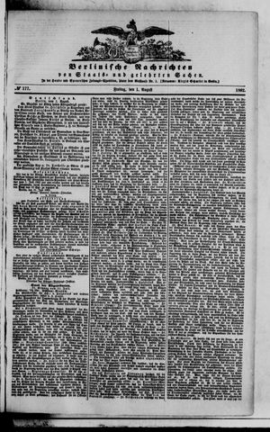Berlinische Nachrichten von Staats- und gelehrten Sachen on Aug 1, 1862