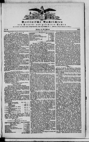 Berlinische Nachrichten von Staats- und gelehrten Sachen vom 20.02.1863