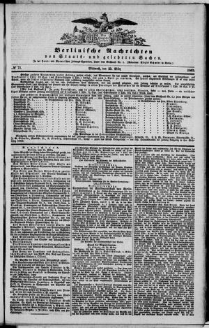 Berlinische Nachrichten von Staats- und gelehrten Sachen vom 25.03.1863