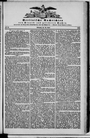 Berlinische Nachrichten von Staats- und gelehrten Sachen vom 15.04.1863