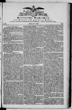 Berlinische Nachrichten von Staats- und gelehrten Sachen vom 17.04.1863