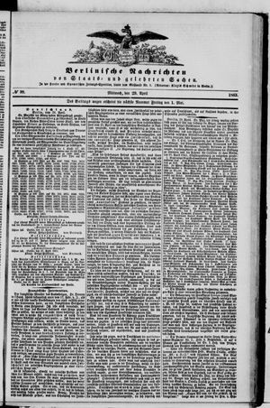 Berlinische Nachrichten von Staats- und gelehrten Sachen vom 29.04.1863