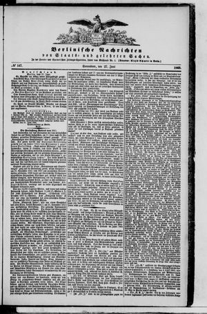 Berlinische Nachrichten von Staats- und gelehrten Sachen on Jun 27, 1863