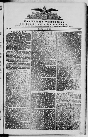 Berlinische Nachrichten von Staats- und gelehrten Sachen vom 12.07.1863