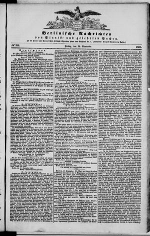 Berlinische Nachrichten von Staats- und gelehrten Sachen vom 18.09.1863