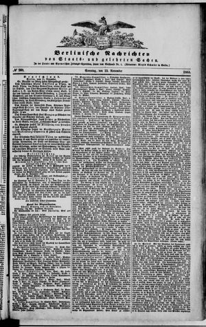Berlinische Nachrichten von Staats- und gelehrten Sachen vom 15.11.1863