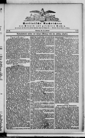 Berlinische Nachrichten von Staats- und gelehrten Sachen vom 14.02.1864