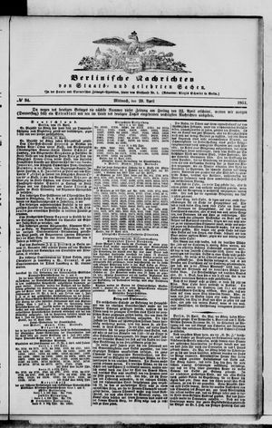 Berlinische Nachrichten von Staats- und gelehrten Sachen vom 20.04.1864
