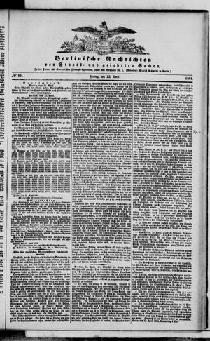 Berlinische Nachrichten von Staats- und gelehrten Sachen vom 22.04.1864