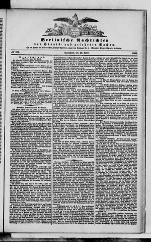 Berlinische Nachrichten von Staats- und gelehrten Sachen vom 30.04.1864