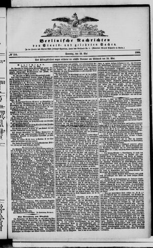 Berlinische Nachrichten von Staats- und gelehrten Sachen on May 15, 1864