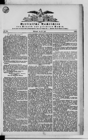 Berlinische Nachrichten von Staats- und gelehrten Sachen on Jul 27, 1864