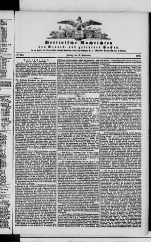 Berlinische Nachrichten von Staats- und gelehrten Sachen vom 09.09.1864