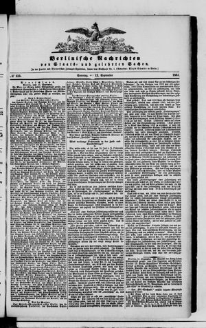 Berlinische Nachrichten von Staats- und gelehrten Sachen on Sep 11, 1864