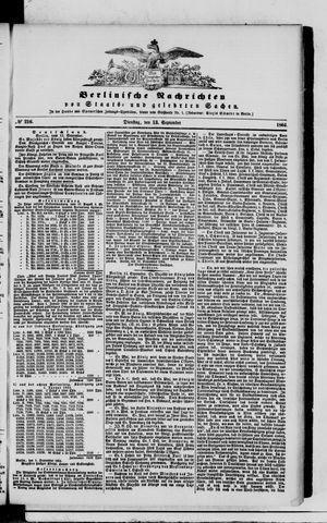 Berlinische Nachrichten von Staats- und gelehrten Sachen on Sep 13, 1864