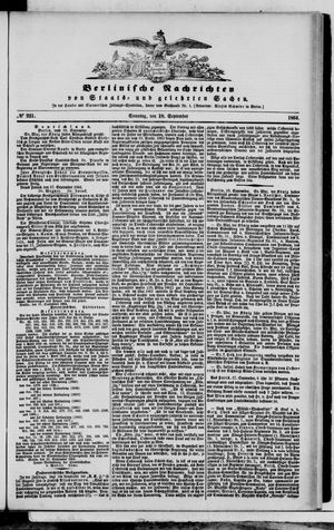 Berlinische Nachrichten von Staats- und gelehrten Sachen vom 18.09.1864