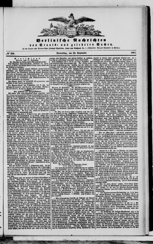 Berlinische Nachrichten von Staats- und gelehrten Sachen vom 22.09.1864
