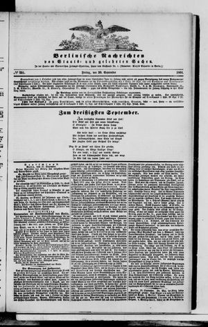 Berlinische Nachrichten von Staats- und gelehrten Sachen vom 30.09.1864