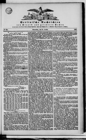 Berlinische Nachrichten von Staats- und gelehrten Sachen vom 27.10.1864