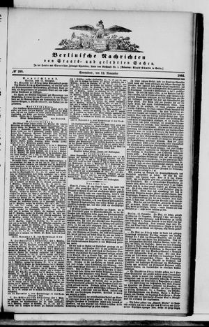 Berlinische Nachrichten von Staats- und gelehrten Sachen vom 12.11.1864