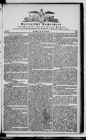 Berlinische Nachrichten von Staats- und gelehrten Sachen on Nov 24, 1864