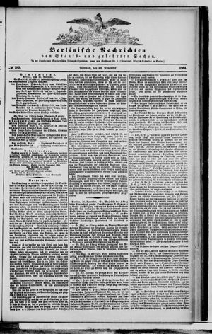 Berlinische Nachrichten von Staats- und gelehrten Sachen vom 30.11.1864