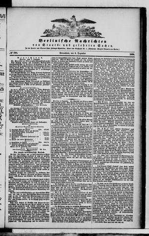 Berlinische Nachrichten von Staats- und gelehrten Sachen vom 03.12.1864