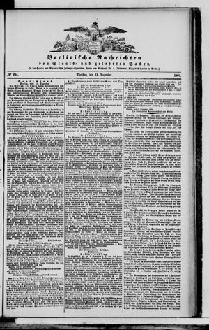 Berlinische Nachrichten von Staats- und gelehrten Sachen vom 13.12.1864