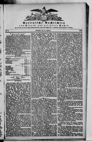 Berlinische Nachrichten von Staats- und gelehrten Sachen vom 11.01.1865