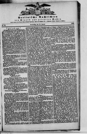 Berlinische Nachrichten von Staats- und gelehrten Sachen on Jan 12, 1865