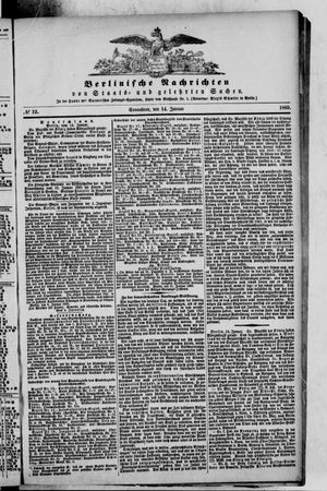 Berlinische Nachrichten von Staats- und gelehrten Sachen vom 14.01.1865