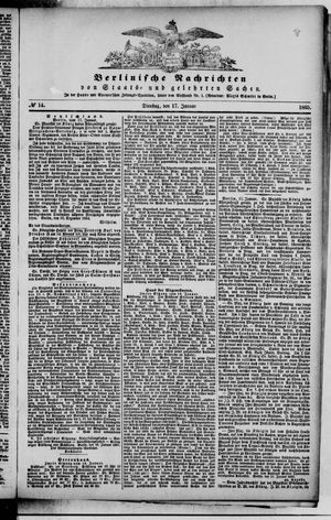 Berlinische Nachrichten von Staats- und gelehrten Sachen vom 17.01.1865