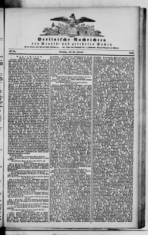 Berlinische Nachrichten von Staats- und gelehrten Sachen vom 24.01.1865