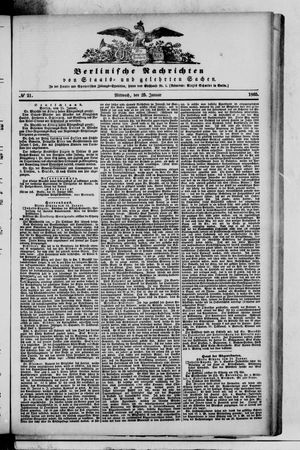 Berlinische Nachrichten von Staats- und gelehrten Sachen vom 25.01.1865
