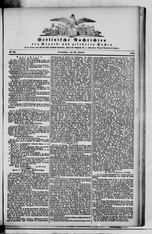 Berlinische Nachrichten von Staats- und gelehrten Sachen vom 26.01.1865