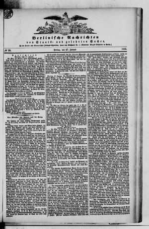 Berlinische Nachrichten von Staats- und gelehrten Sachen on Jan 27, 1865