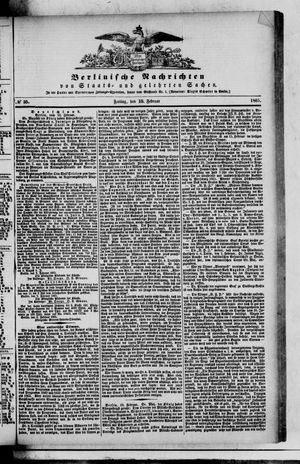 Berlinische Nachrichten von Staats- und gelehrten Sachen vom 10.02.1865