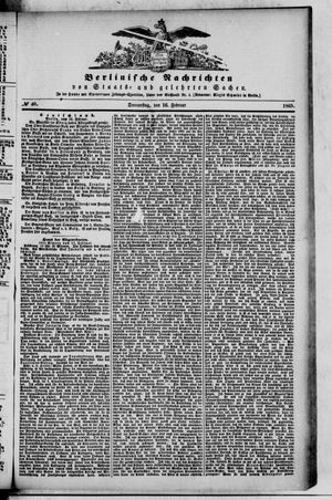 Berlinische Nachrichten von Staats- und gelehrten Sachen vom 16.02.1865