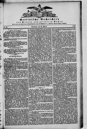 Berlinische Nachrichten von Staats- und gelehrten Sachen vom 18.02.1865