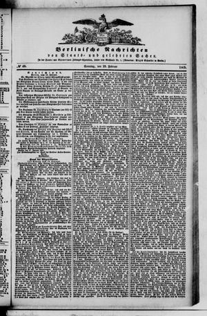 Berlinische Nachrichten von Staats- und gelehrten Sachen vom 19.02.1865