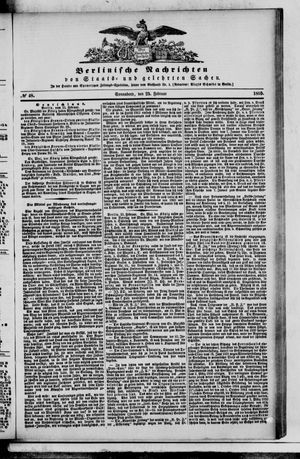 Berlinische Nachrichten von Staats- und gelehrten Sachen vom 25.02.1865