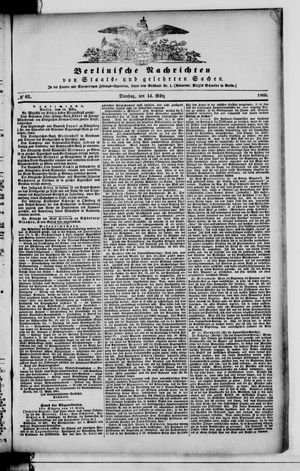 Berlinische Nachrichten von Staats- und gelehrten Sachen vom 14.03.1865