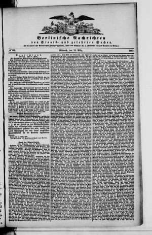 Berlinische Nachrichten von Staats- und gelehrten Sachen on Mar 15, 1865